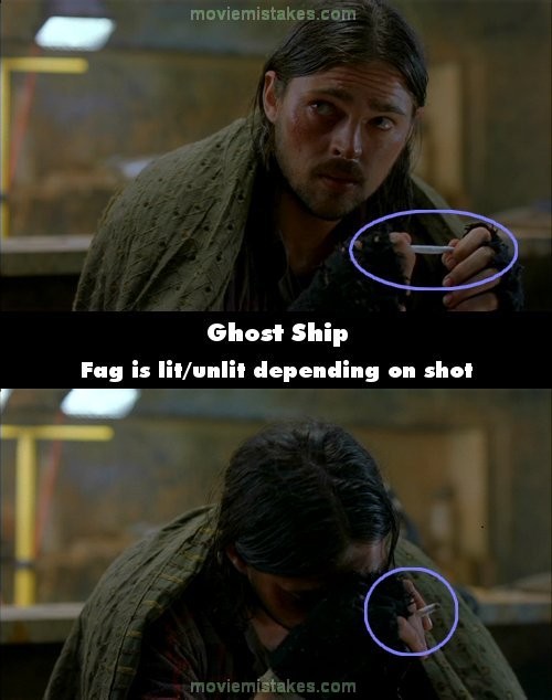 Phim Ghost ship, điếu thuốc trên tay Epps đã được châm lên tự lúc nào